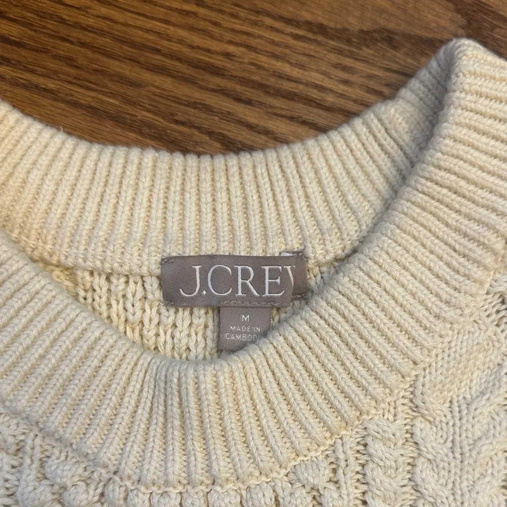 GUC J. Crew Cream Cable Knit Sweater - Picture 2 of 3